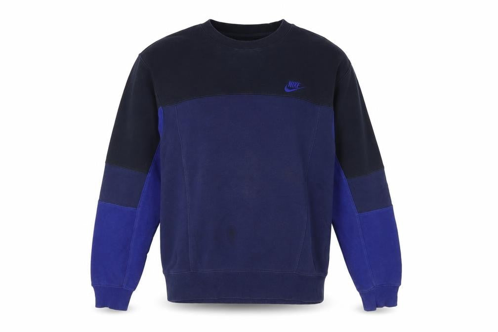 Front view of Nike Men's Blue Crew Neck Pullover Sweatshirt, size S, Regular Fit