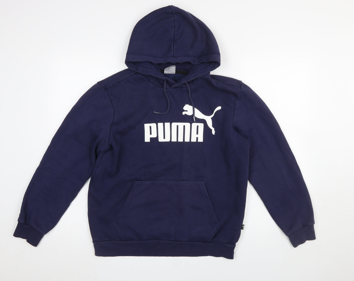 Puma Men Blue Pullover Hoodie Small Fleece Logo Sportswear