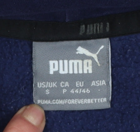Puma Men Blue Pullover Hoodie Small Fleece Logo Sportswear