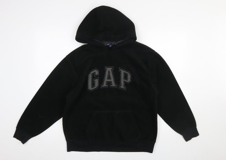 GAP Kids Boys Black Pullover Fleece Hoodie L 10-11 Years Classic Logo