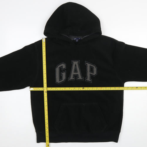 GAP Kids Boys Black Pullover Fleece Hoodie L 10-11 Years Classic Logo
