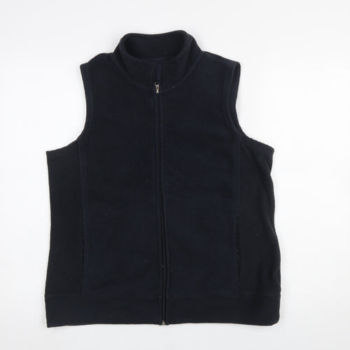Bm Women's Black Fleece Sleeveless Zip Waistcoat Size M