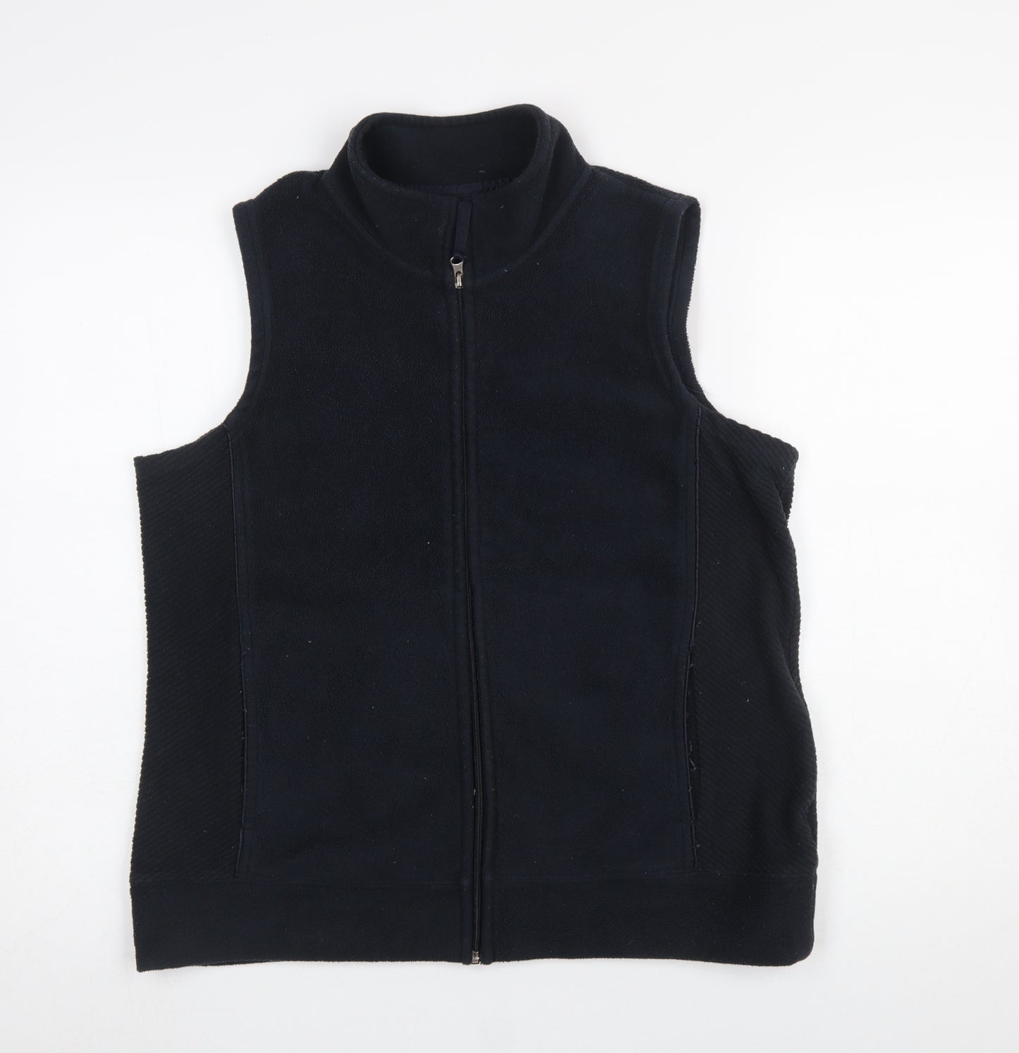 Bm Women's Black Fleece Sleeveless Zip Waistcoat Size M