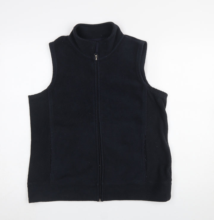Bm Women's Black Fleece Sleeveless Zip Waistcoat Size M