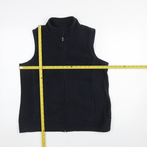Bm Women's Black Fleece Sleeveless Zip Waistcoat Size M