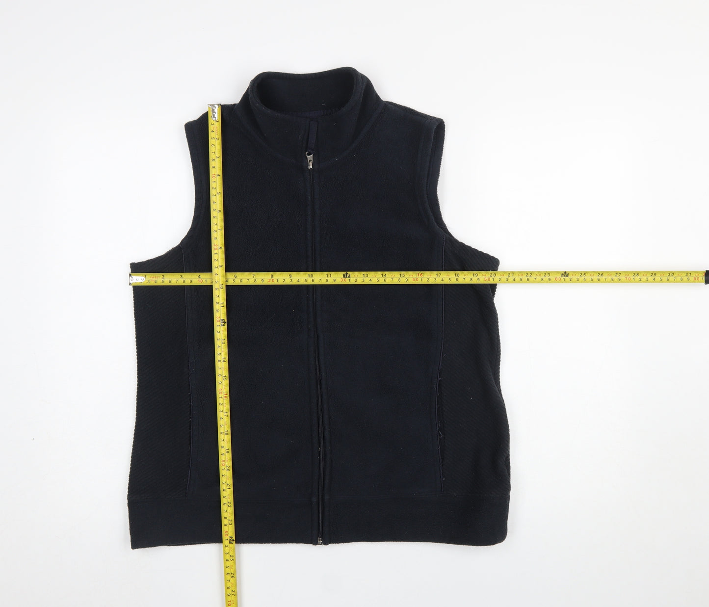 Bm Women's Black Fleece Sleeveless Zip Waistcoat Size M