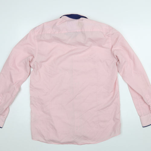 Silvio Valentin Men's Pink Slim Fit Long Sleeve Cotton Button-Up Shirt Size L