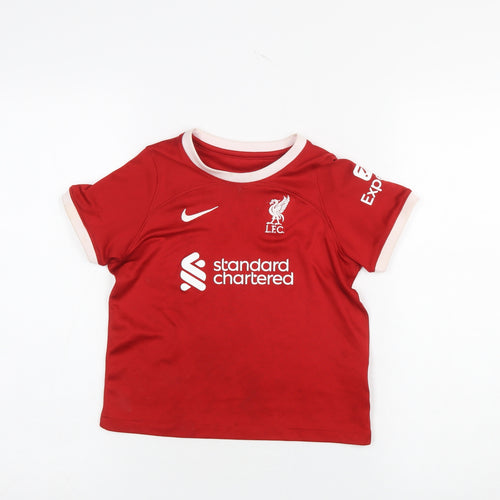 Nike Boys Red Liverpool FC Short Sleeve Sports T-Shirt 5-6 Years
