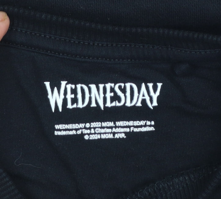 Wednesday Girls Black Rhinestone Nevermore Sweatshirt 10-11 Years