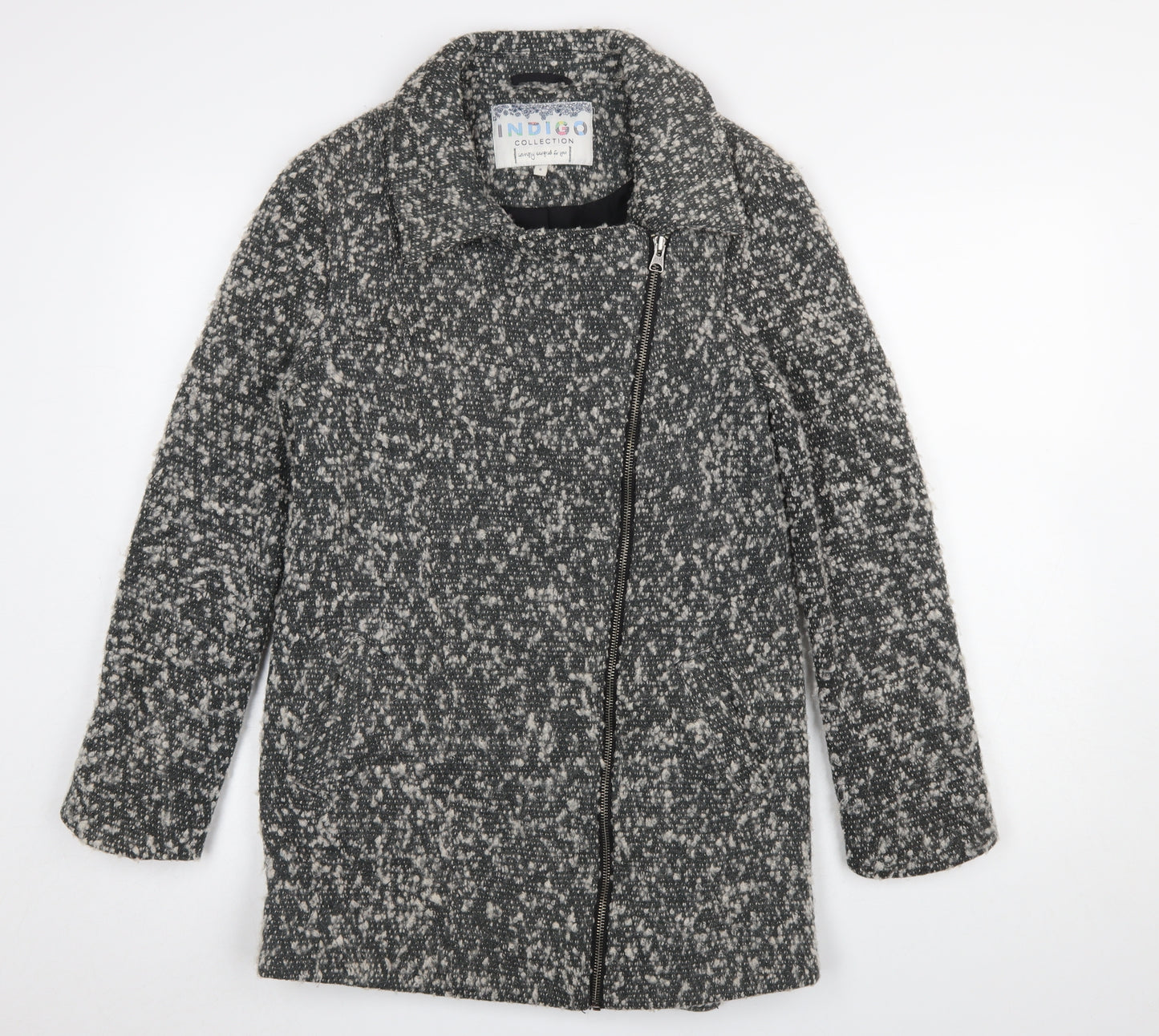 Marks and Spencer Women’s Grey Wool Blend Zip Front Mid-Length Coat Size 8