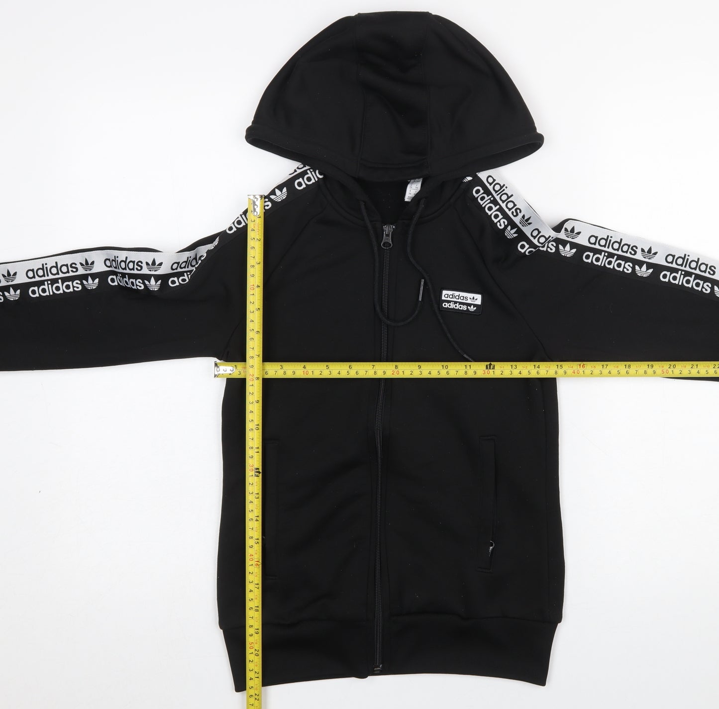 Adidas Women Black Full Zip Hoodie Size 8 Polyester Hooded