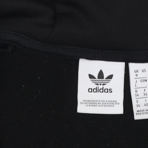 Adidas Women Black Full Zip Hoodie Size 8 Polyester Hooded