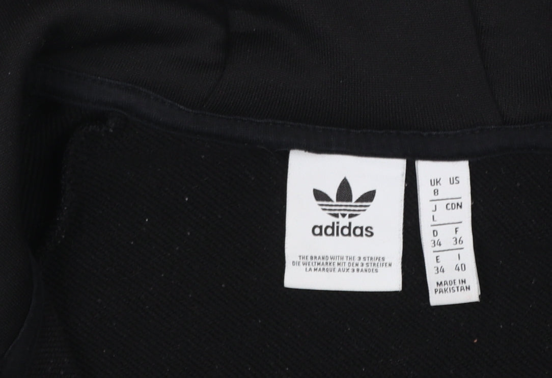 Adidas Women Black Full Zip Hoodie Size 8 Polyester Hooded