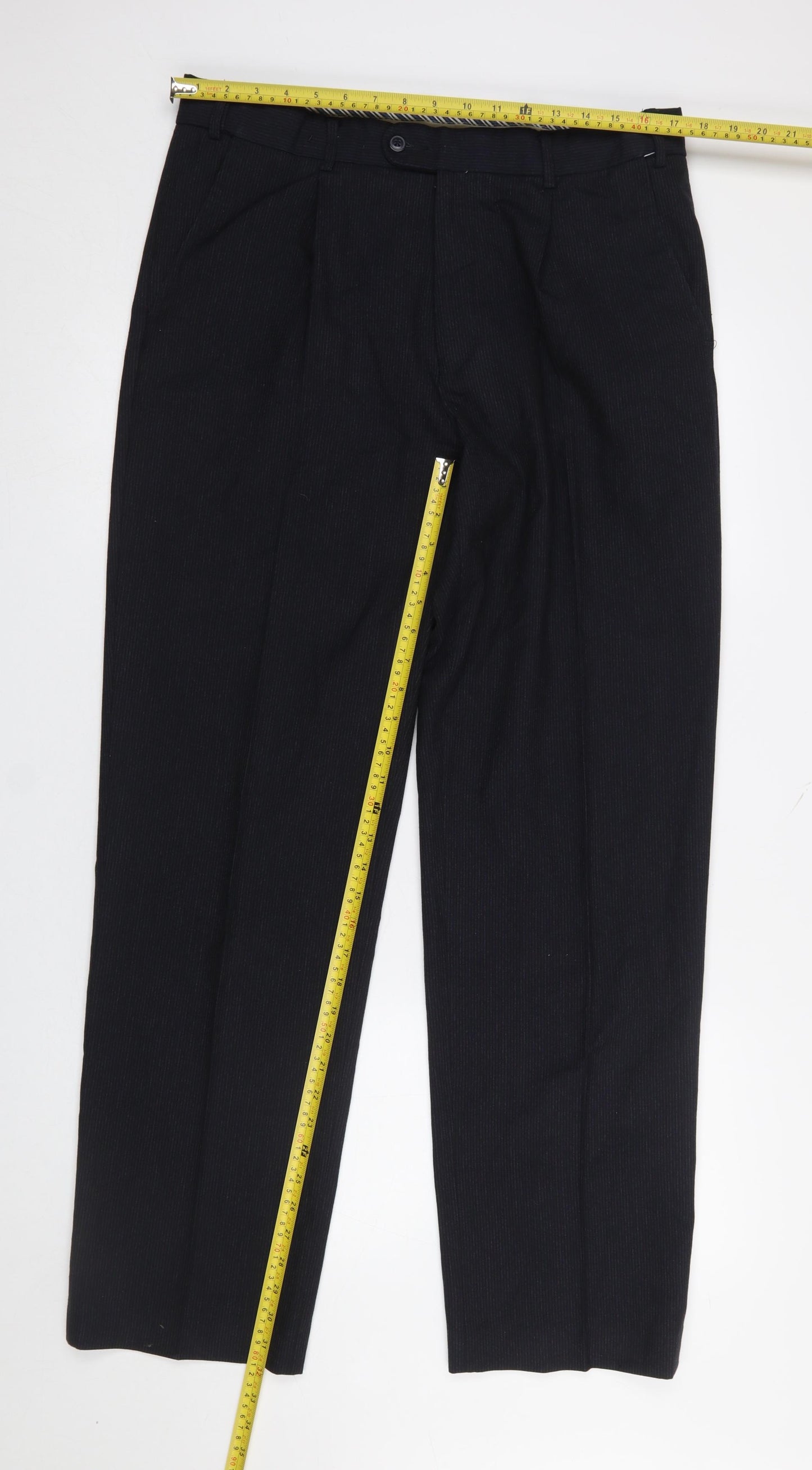 Dunnes Men's Black Pleated Dress Trousers 36W 33L Classic Fit