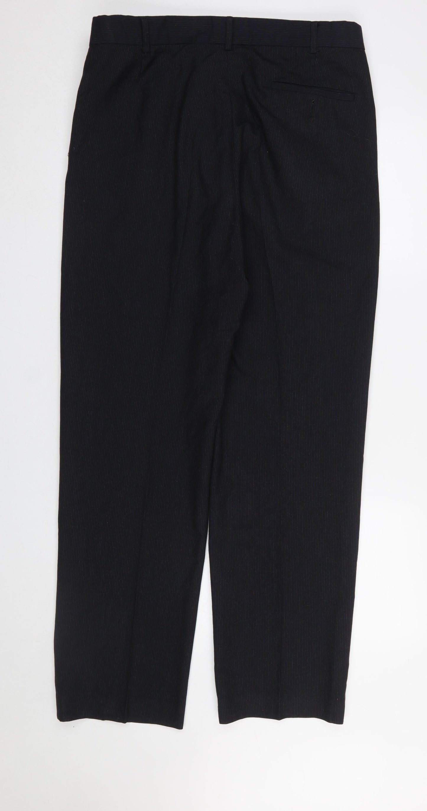 Dunnes Men's Black Pleated Dress Trousers 36W 33L Classic Fit