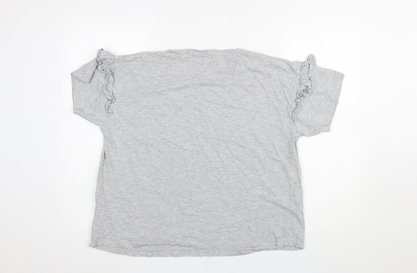 Next Women’s Grey Panda Print Ruffle Sleeve T-Shirt Size L