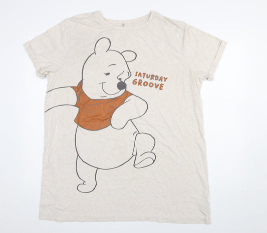 Primark Disney Women Beige Winnie the Pooh Nightshirt Size L Cotton Blend