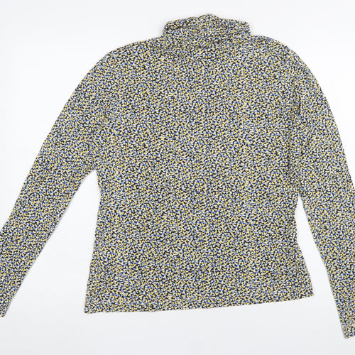 H&M Women's Multicoloured Floral Roll Neck Long Sleeve Jersey Top Size L