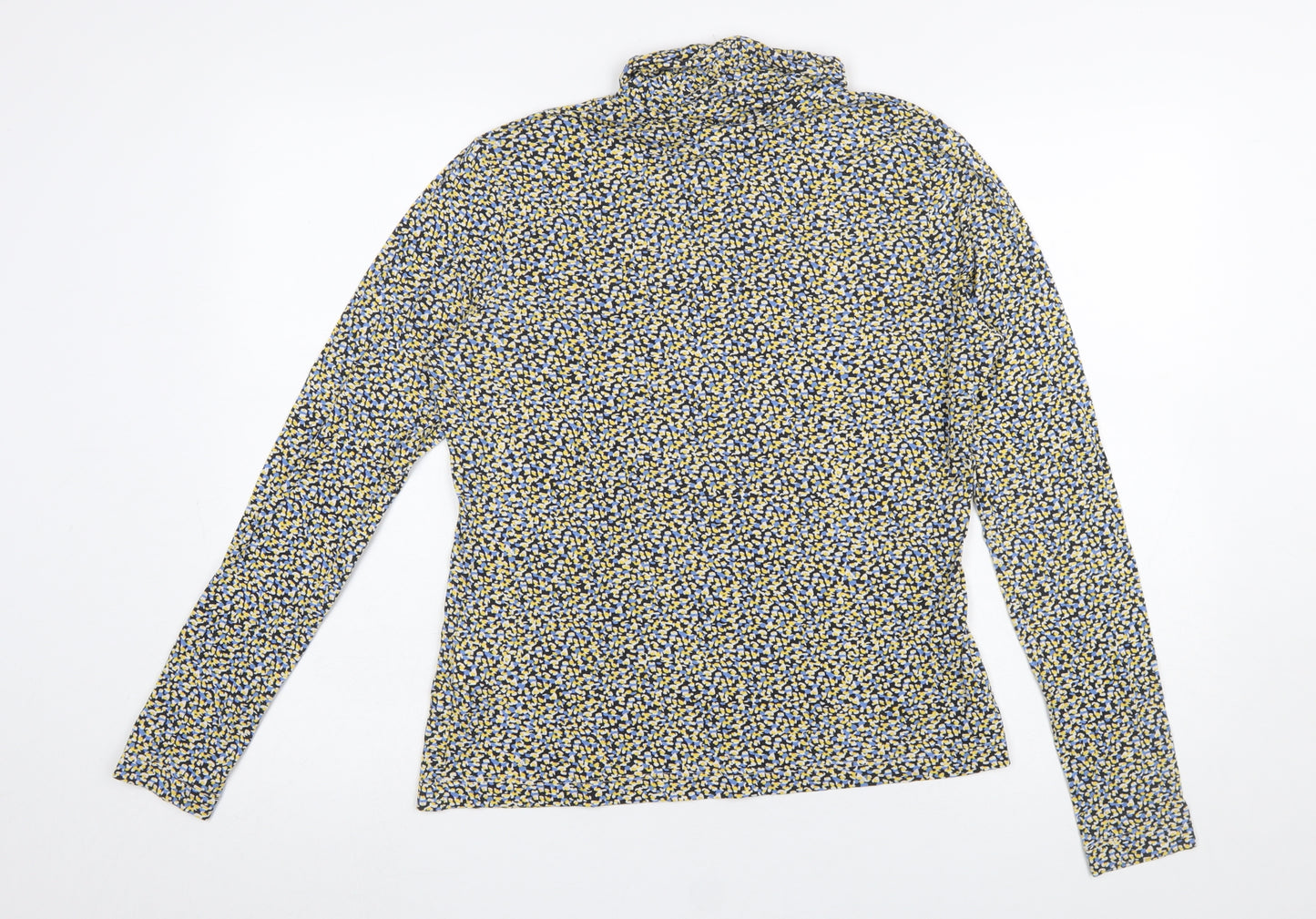 H&M Women's Multicoloured Floral Roll Neck Long Sleeve Jersey Top Size L
