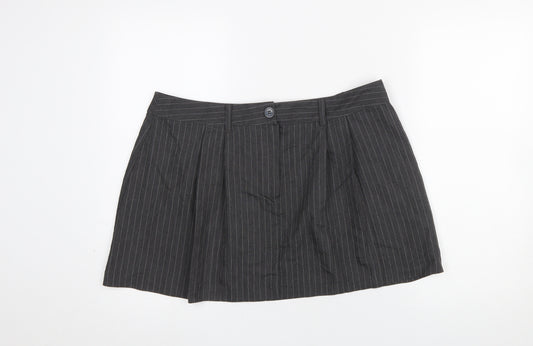 Primark Women Grey Pinstripe A-Line Short Lined Skirt Size 18