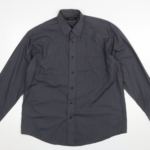 Dönitz Men’s Grey 15.5in Button-Down Long Sleeve Casual Shirt