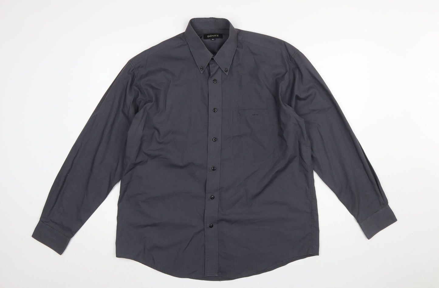Dönitz Men’s Grey 15.5in Button-Down Long Sleeve Casual Shirt