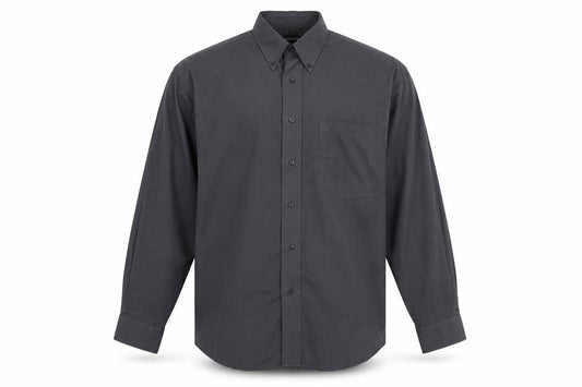 Front view of Dönitz Men’s Grey 15.5in Button-Down Long Sleeve Casual Shirt