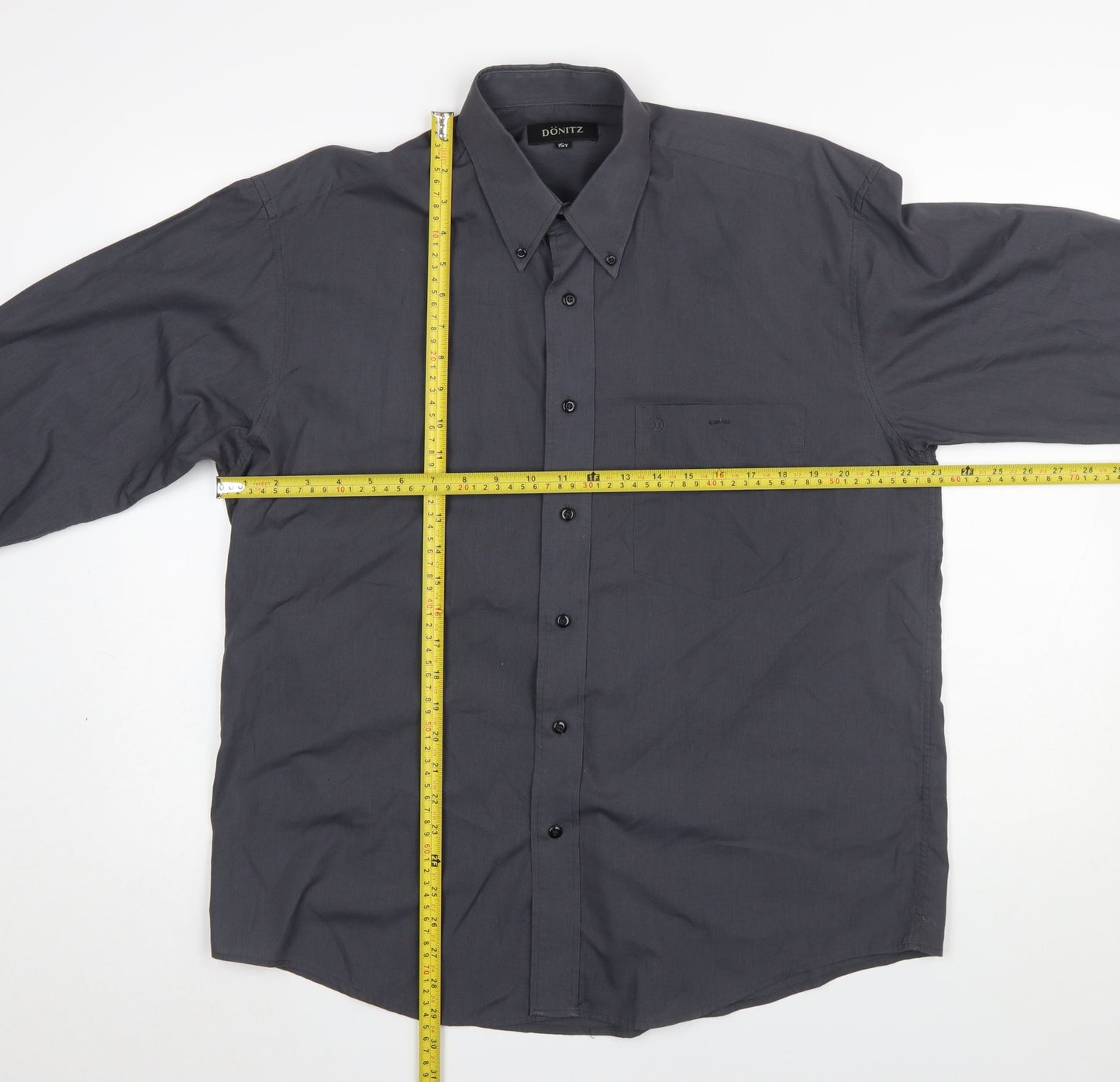 Dönitz Men’s Grey 15.5in Button-Down Long Sleeve Casual Shirt