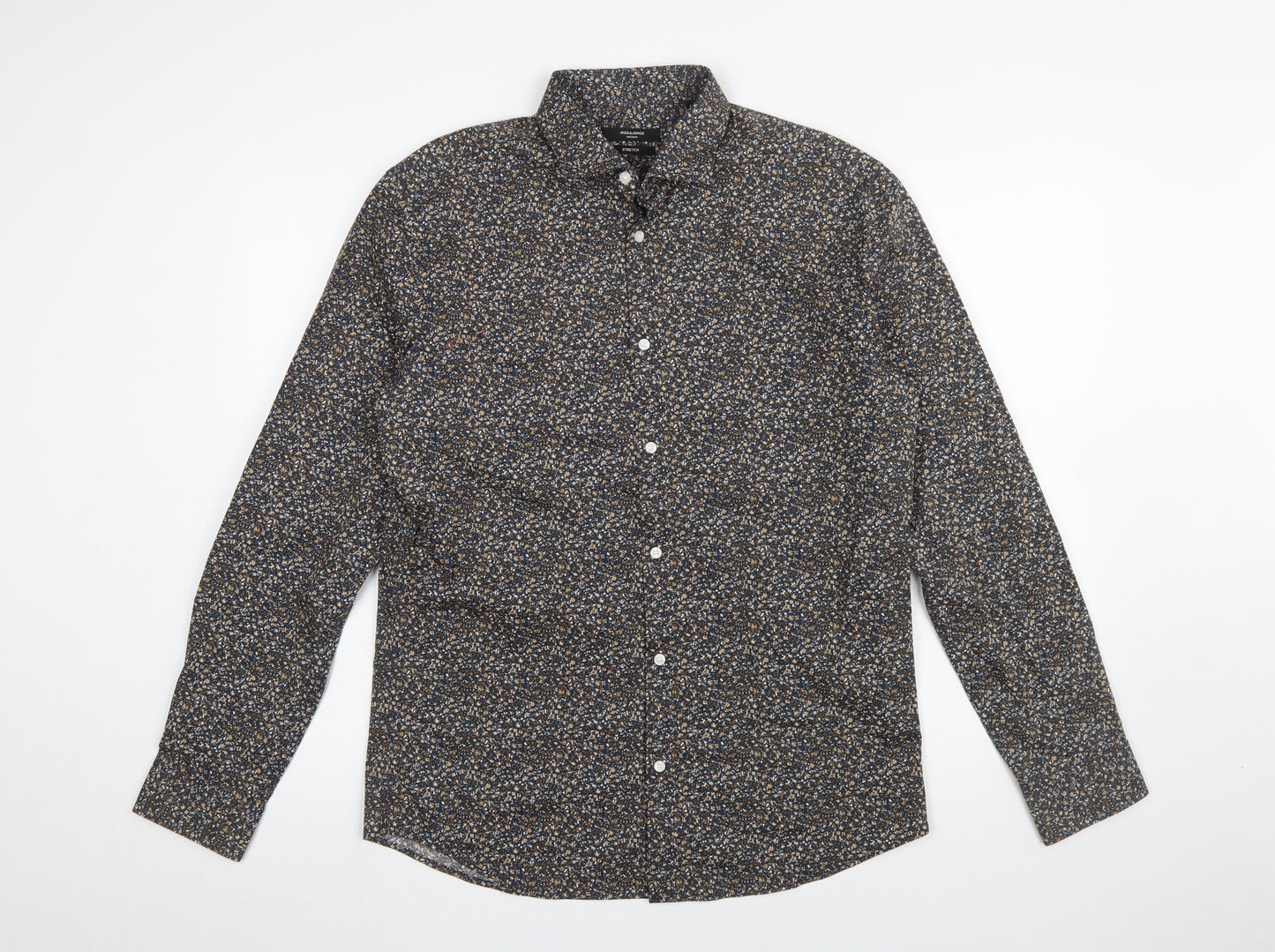 Jack & Jones Men's Blue Floral Slim Fit Long Sleeve Button-Up Shirt Size L