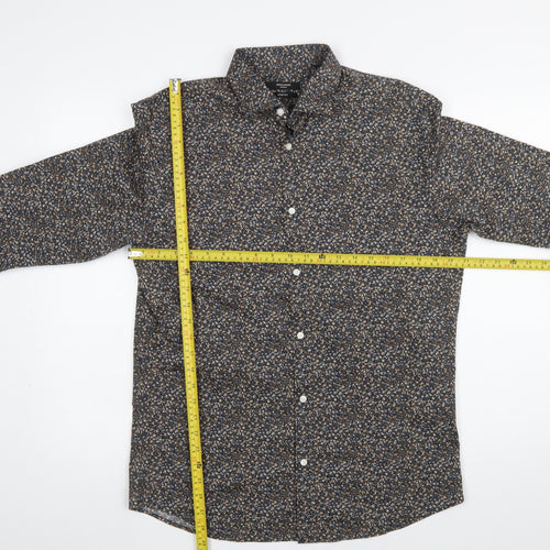 Jack & Jones Men's Blue Floral Slim Fit Long Sleeve Button-Up Shirt Size L