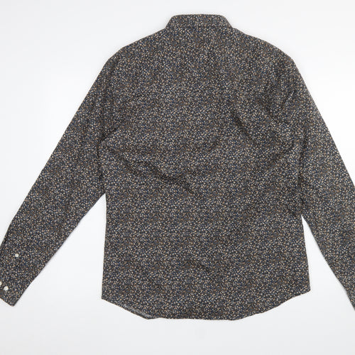 Jack & Jones Men's Blue Floral Slim Fit Long Sleeve Button-Up Shirt Size L