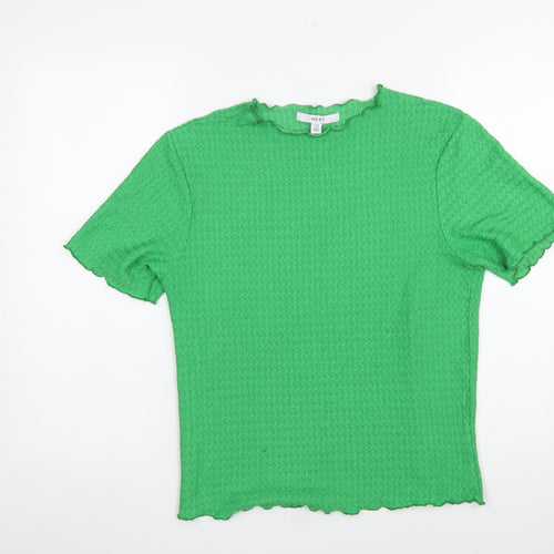 NEXT Women Green Short Sleeve Textured Stretch T-Shirt UK 14