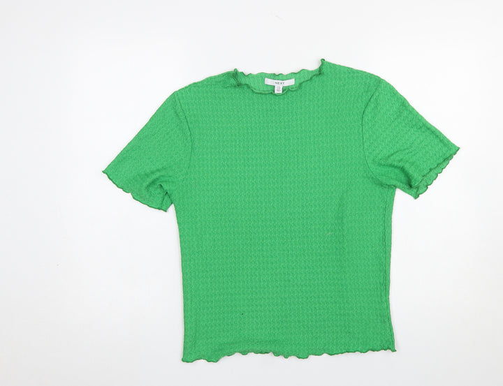NEXT Women Green Short Sleeve Textured Stretch T-Shirt UK 14
