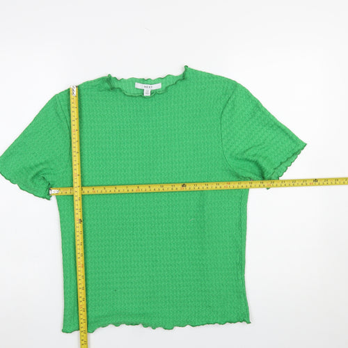 NEXT Women Green Short Sleeve Textured Stretch T-Shirt UK 14