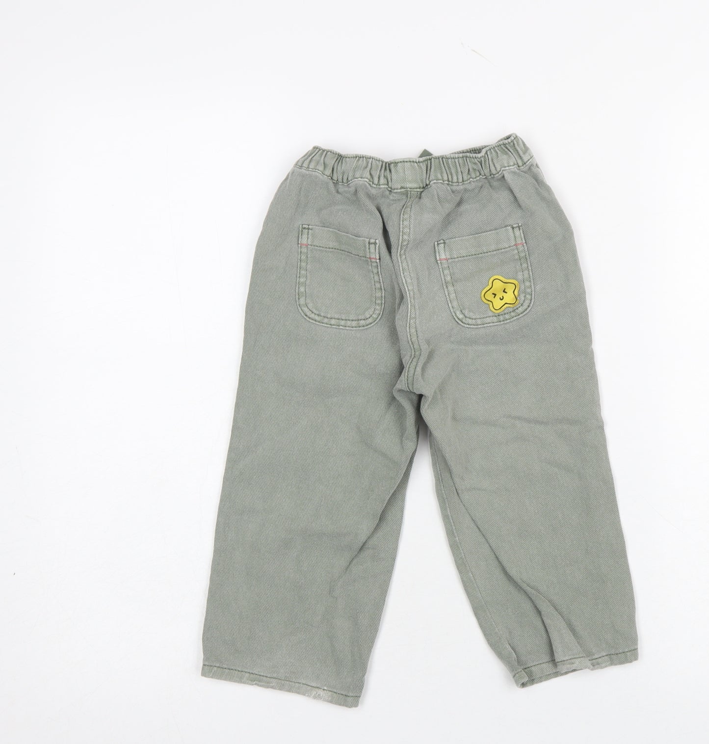 Next Girls Green Smiley Star Jogger Trousers 2-3 Years Cotton