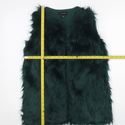 Atmosphere Women Green Faux Fur Knit Waistcoat Size M Classic Style