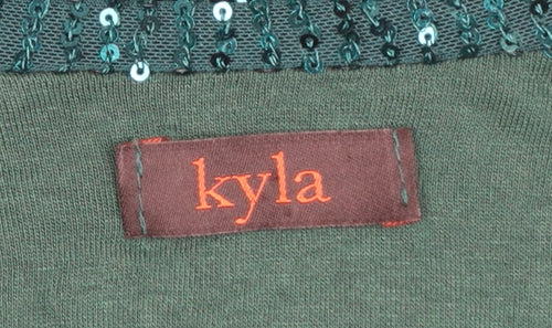 Kyla Women's Green Sequin Long Sleeve Fit & Flare Party Dress Size S