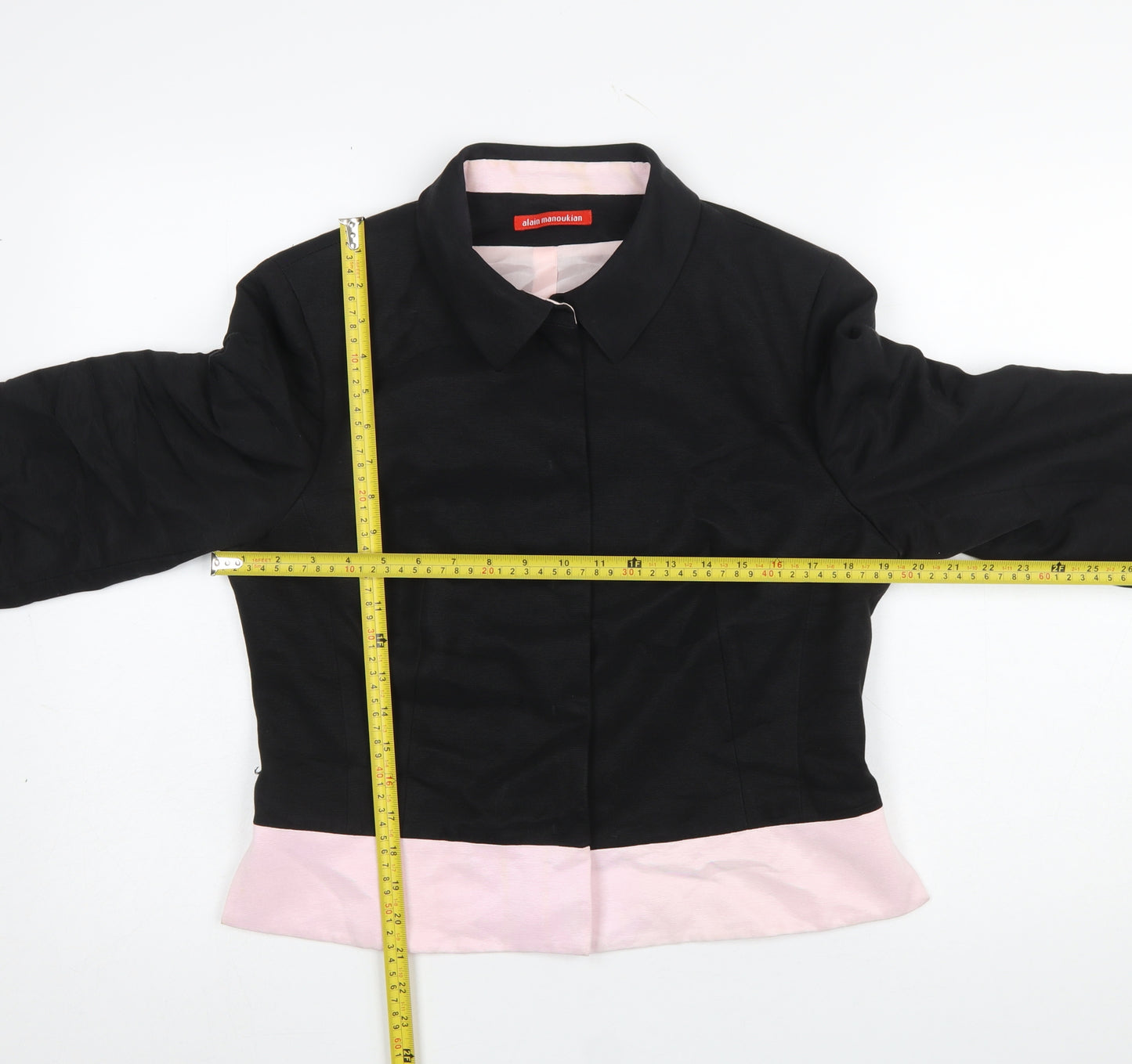 Alain Manoukian Women's Black & Pink Cropped Blazer Size 14