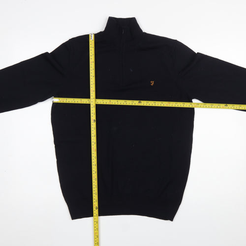 Farah Men's Black Merino Wool 1/4 Zip Jumper M