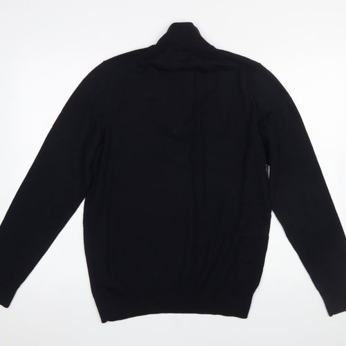 Farah Men's Black Merino Wool 1/4 Zip Jumper M