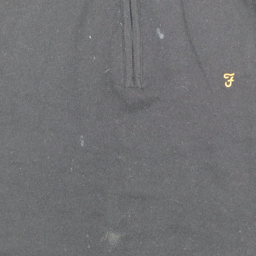Farah Men's Black Merino Wool 1/4 Zip Jumper M