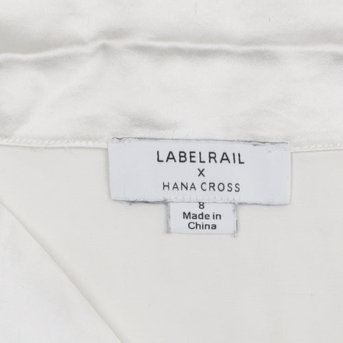 Labelrail Women’s White Cropped Satin Blouse UK 8 Long Sleeve Classic