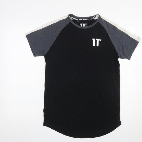 11 Degrees Men's Black Colourblock Slim Fit T-Shirt Size S