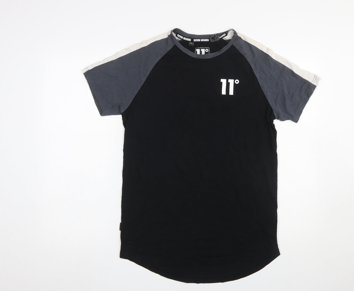 11 Degrees Men's Black Colourblock Slim Fit T-Shirt Size S