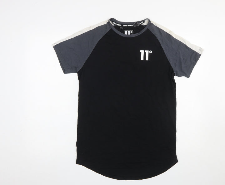 11 Degrees Men's Black Colourblock Slim Fit T-Shirt Size S