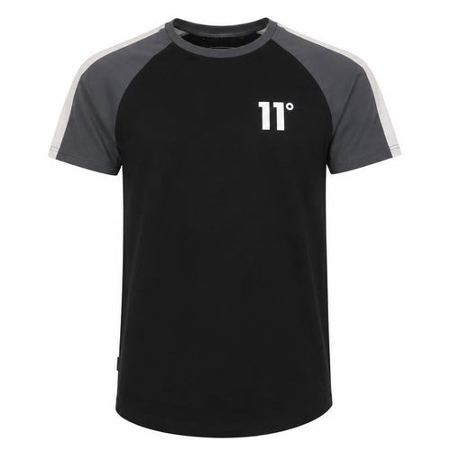 11 Degrees Men's Black Colourblock Slim Fit T-Shirt Size S
