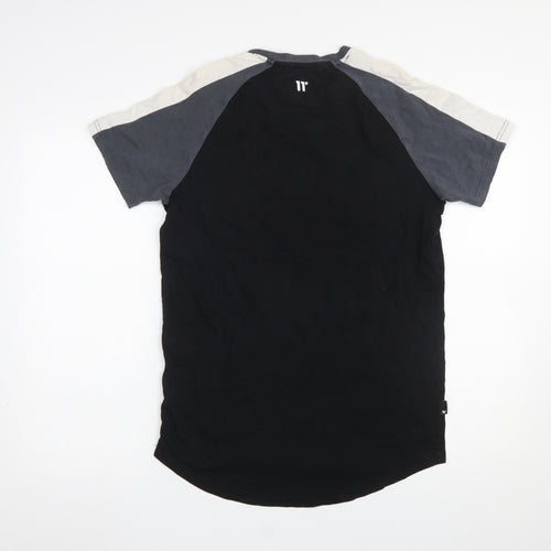 11 Degrees Men's Black Colourblock Slim Fit T-Shirt Size S