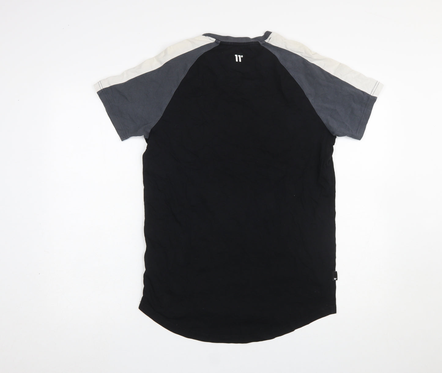 11 Degrees Men's Black Colourblock Slim Fit T-Shirt Size S