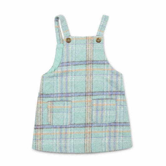 Next Girls Blue Check Pinafore Dress 2-3 Years Wool Blend Lined