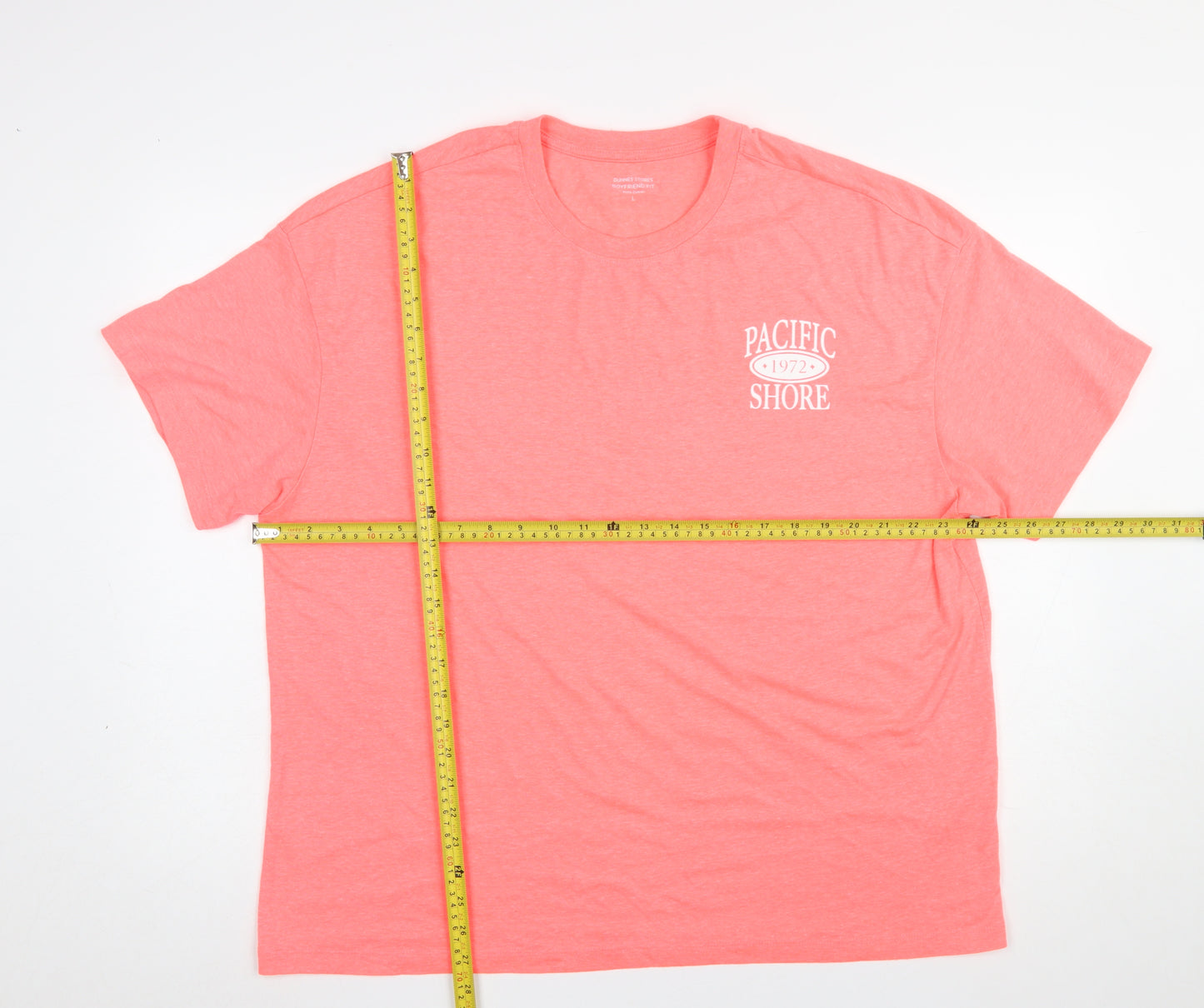 Dunnes Stores Womens Pink Cotton T-Shirt Size 16 Casual Boyfriend Fit